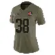 ＃38 Women's Jaleel McLaughlin Olive Limited Cleveland Browns 2025 Salute to Service Jersey