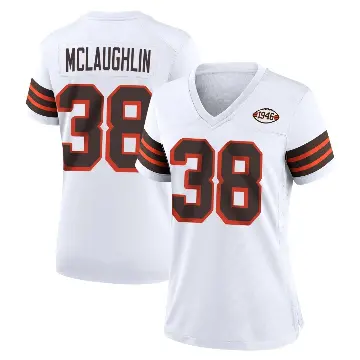 ＃38 Women's Jaleel McLaughlin White Game Cleveland Browns 1946 Collection Alternate Jersey