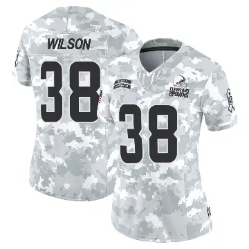 ＃38 Women's Kole Wilson Arctic Camo Limited Cleveland Browns 2024 Salute to Service Jersey