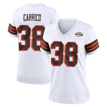 ＃38 Women's Reid Carrico White Game Cleveland Browns 1946 Collection Alternate Jersey