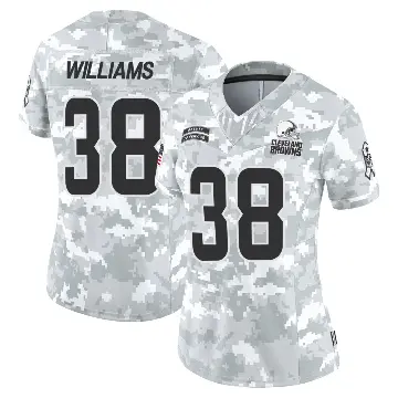 ＃38 Women's Trayveon Williams Arctic Camo Limited Cleveland Browns 2024 Salute to Service Jersey