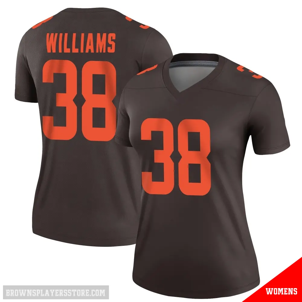 ＃38 Women's Trayveon Williams Brown Legend Cleveland Browns Alternate Jersey