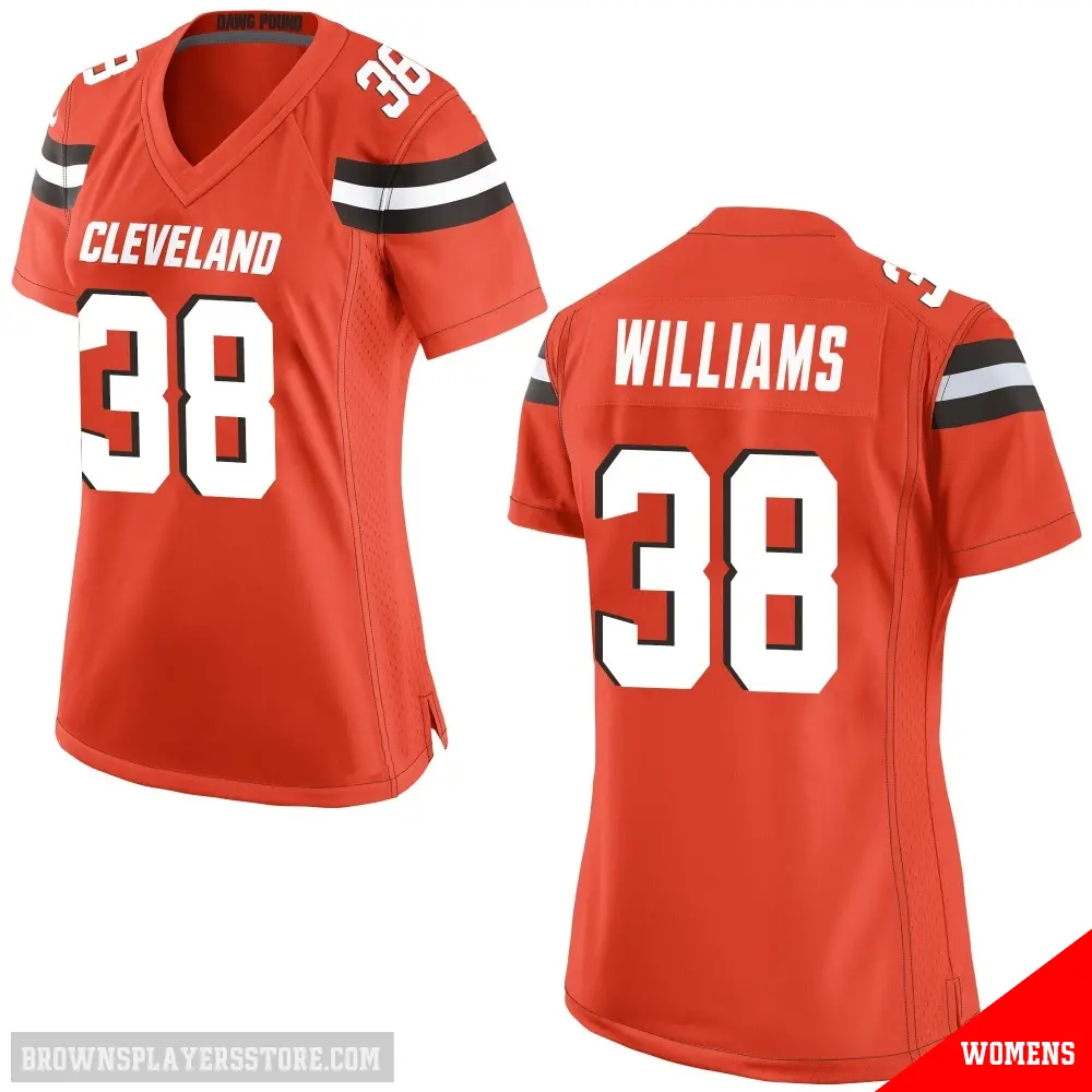 ＃38 Women's Trayveon Williams Orange Game Cleveland Browns Alternate Jersey