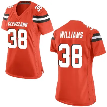 ＃38 Women's Trayveon Williams Orange Game Cleveland Browns Alternate Jersey