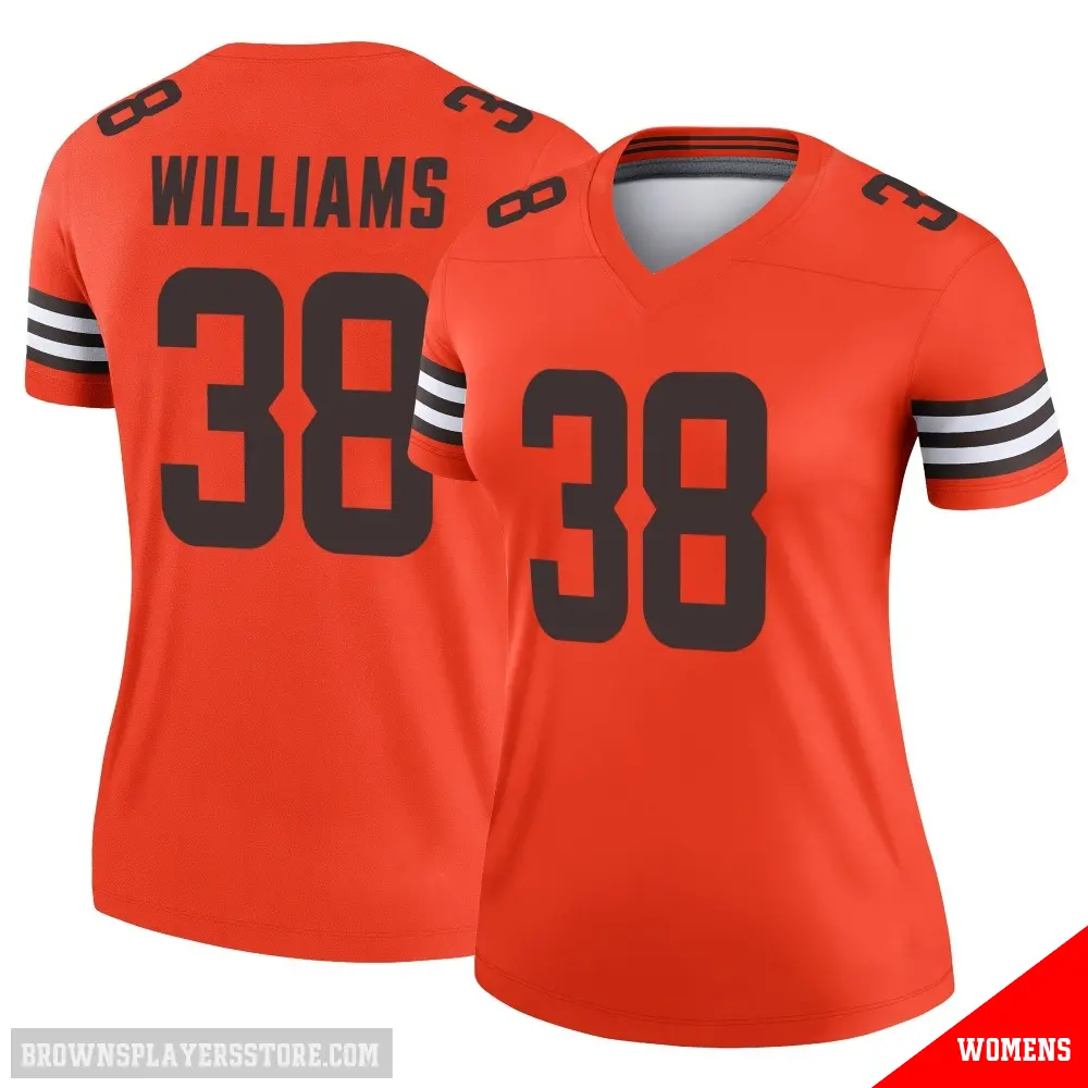 ＃38 Women's Trayveon Williams Orange Legend Cleveland Browns Inverted Jersey