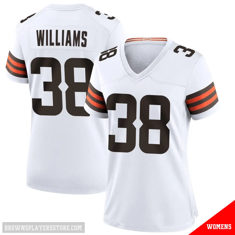 ＃38 Women's Trayveon Williams White Game Cleveland Browns Jersey