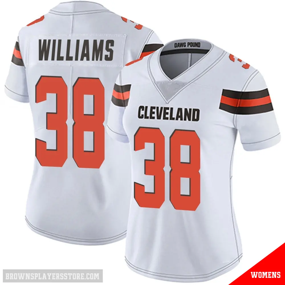 ＃38 Women's Trayveon Williams White Limited Cleveland Browns Vapor Untouchable Jersey