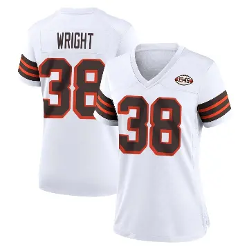 ＃38 Women's Winston Wright White Game Cleveland Browns 1946 Collection Alternate Jersey