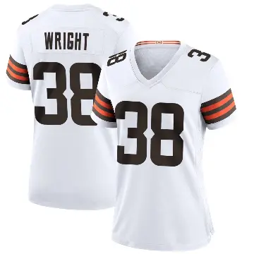 ＃38 Women's Winston Wright White Game Cleveland Browns Jersey