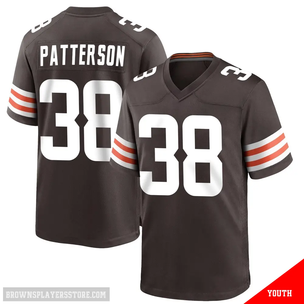 ＃38 Youth Ben Patterson Brown Game Cleveland Browns Team Color Jersey