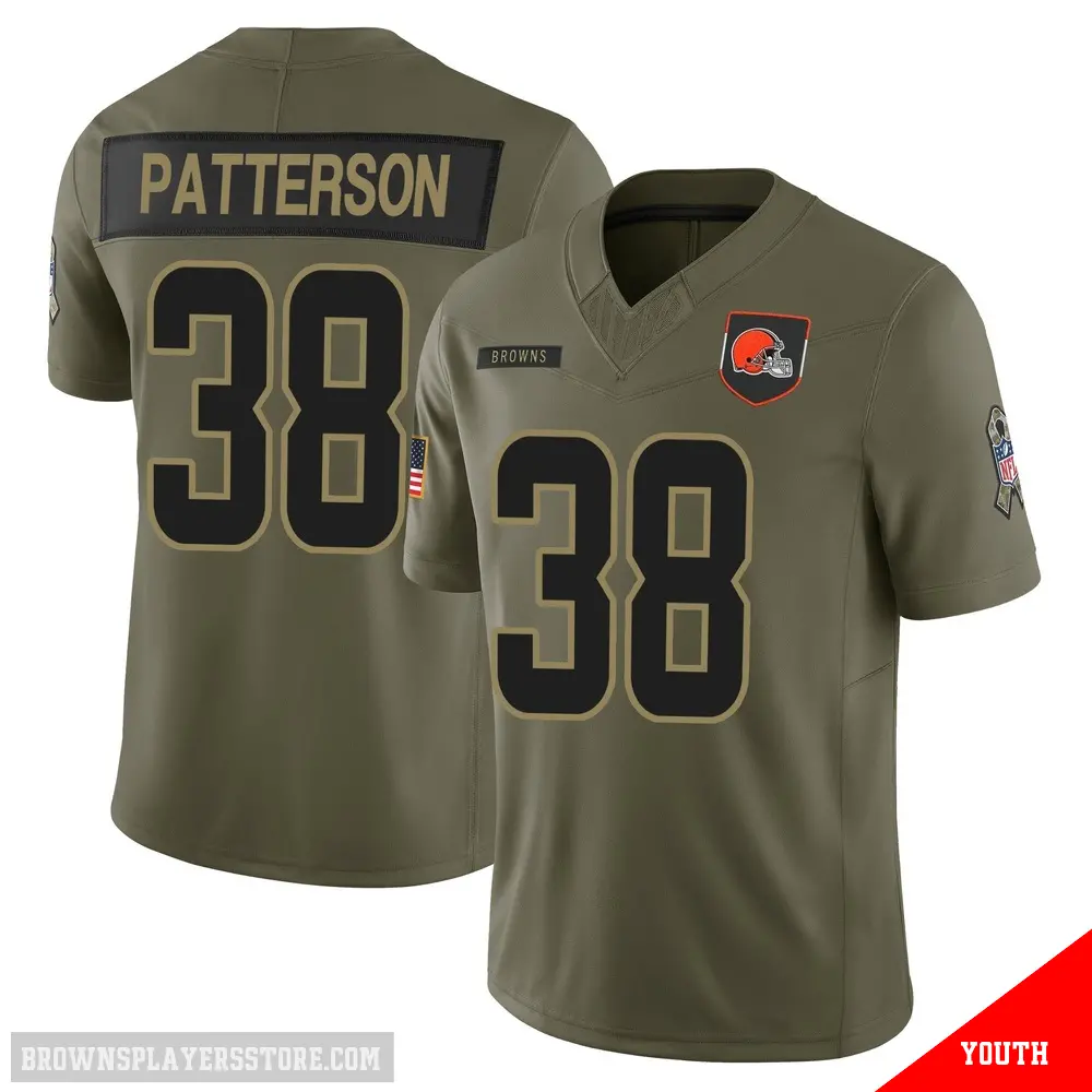 ＃38 Youth Ben Patterson Olive Limited Cleveland Browns 2025 Salute to Service Jersey