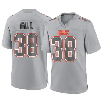 ＃38 Youth Jaelen Gill Gray Game Cleveland Browns Atmosphere Fashion Jersey
