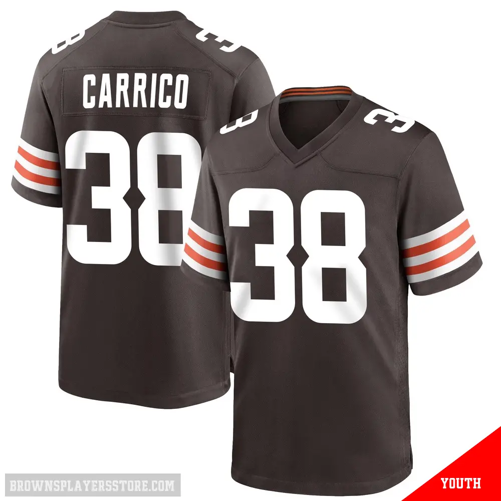 ＃38 Youth Reid Carrico Brown Game Cleveland Browns Team Color Jersey