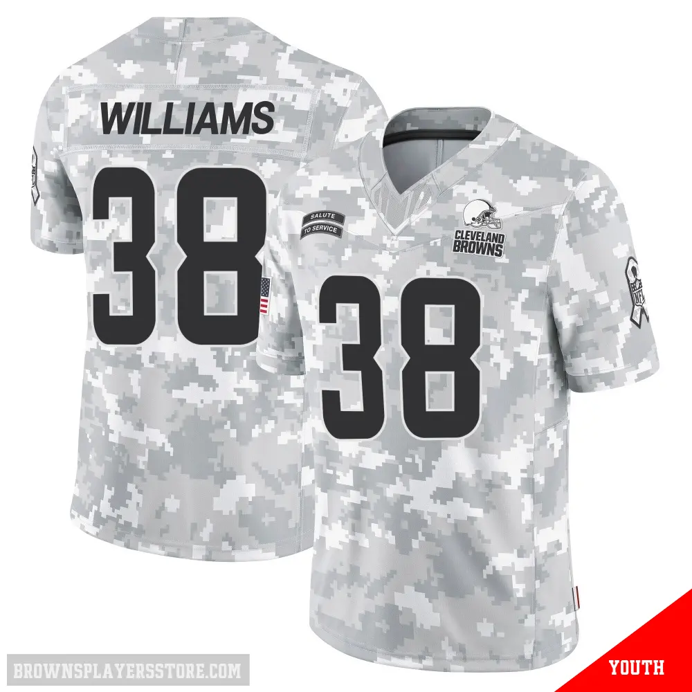 ＃38 Youth Trayveon Williams Arctic Camo Limited Cleveland Browns 2024 Salute to Service Jersey