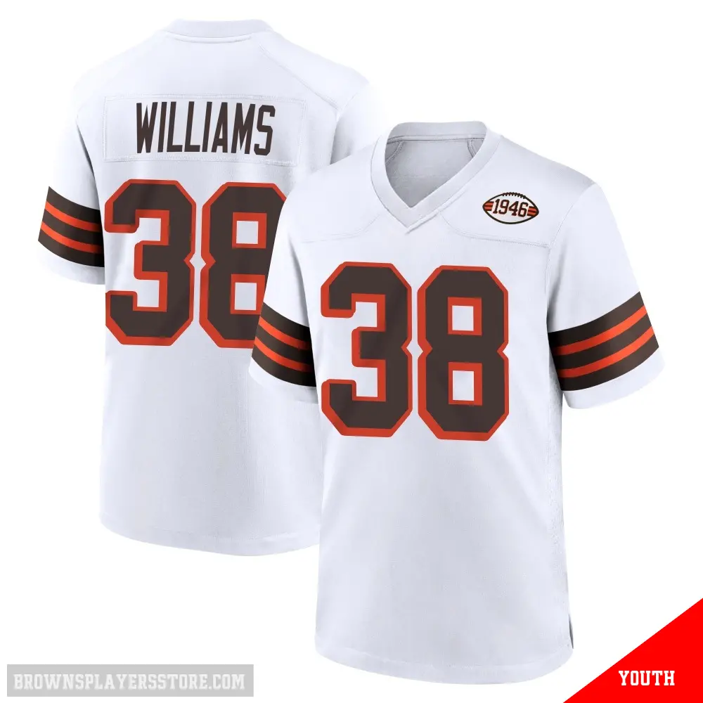 ＃38 Youth Trayveon Williams White Game Cleveland Browns 1946 Collection Alternate Jersey