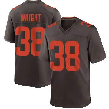 ＃38 Youth Winston Wright Brown Game Cleveland Browns Alternate Jersey