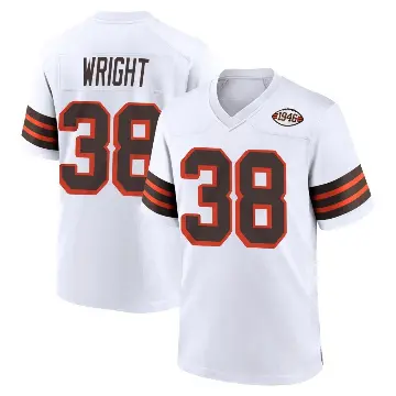 ＃38 Youth Winston Wright White Game Cleveland Browns 1946 Collection Alternate Jersey