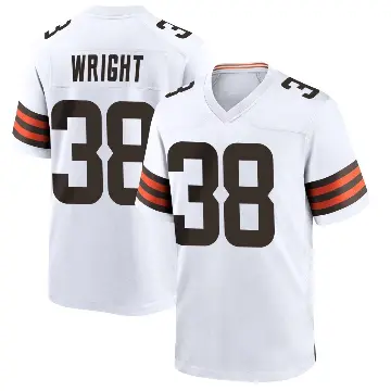 ＃38 Youth Winston Wright White Game Cleveland Browns Jersey