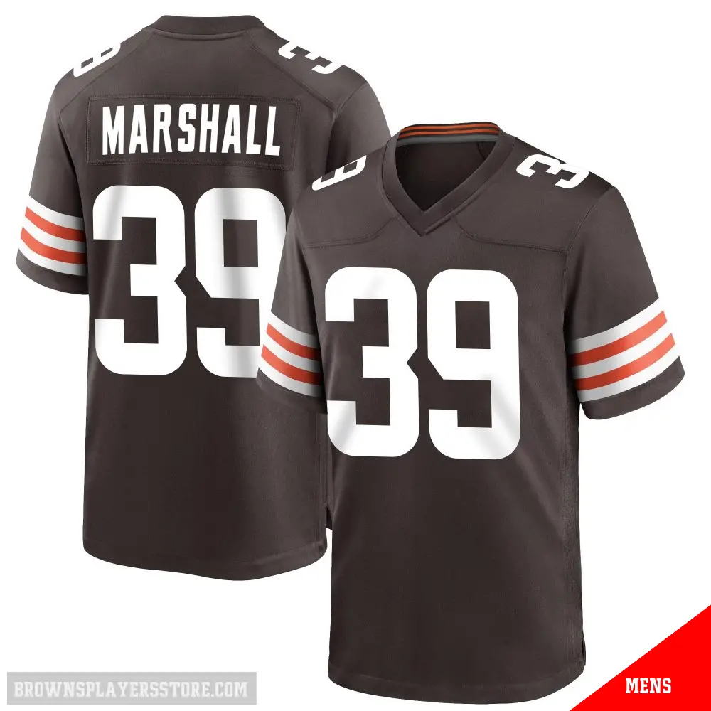 ＃39 Men's Ahmani Marshall Brown Game Cleveland Browns Team Color Jersey