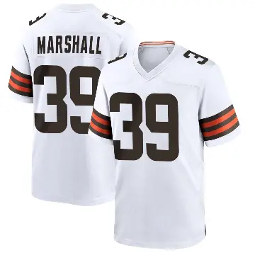 ＃39 Men's Ahmani Marshall White Game Cleveland Browns Jersey
