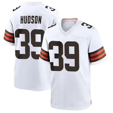 ＃39 Men's Khaleke Hudson White Game Cleveland Browns Jersey