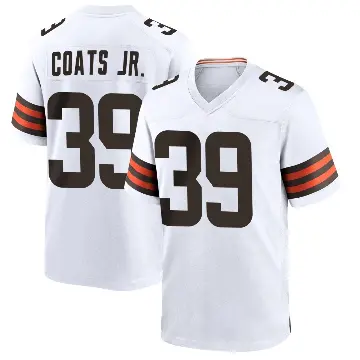 ＃39 Men's Michael Coats Jr. White Game Cleveland Browns Jersey