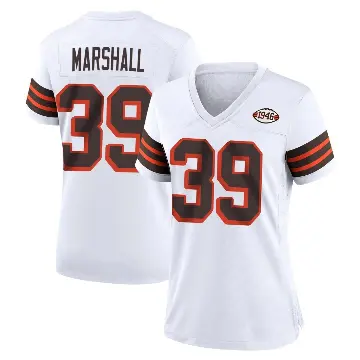＃39 Women's Ahmani Marshall White Game Cleveland Browns 1946 Collection Alternate Jersey