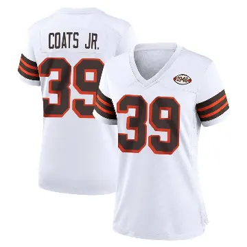 ＃39 Women's Michael Coats Jr. White Game Cleveland Browns 1946 Collection Alternate Jersey