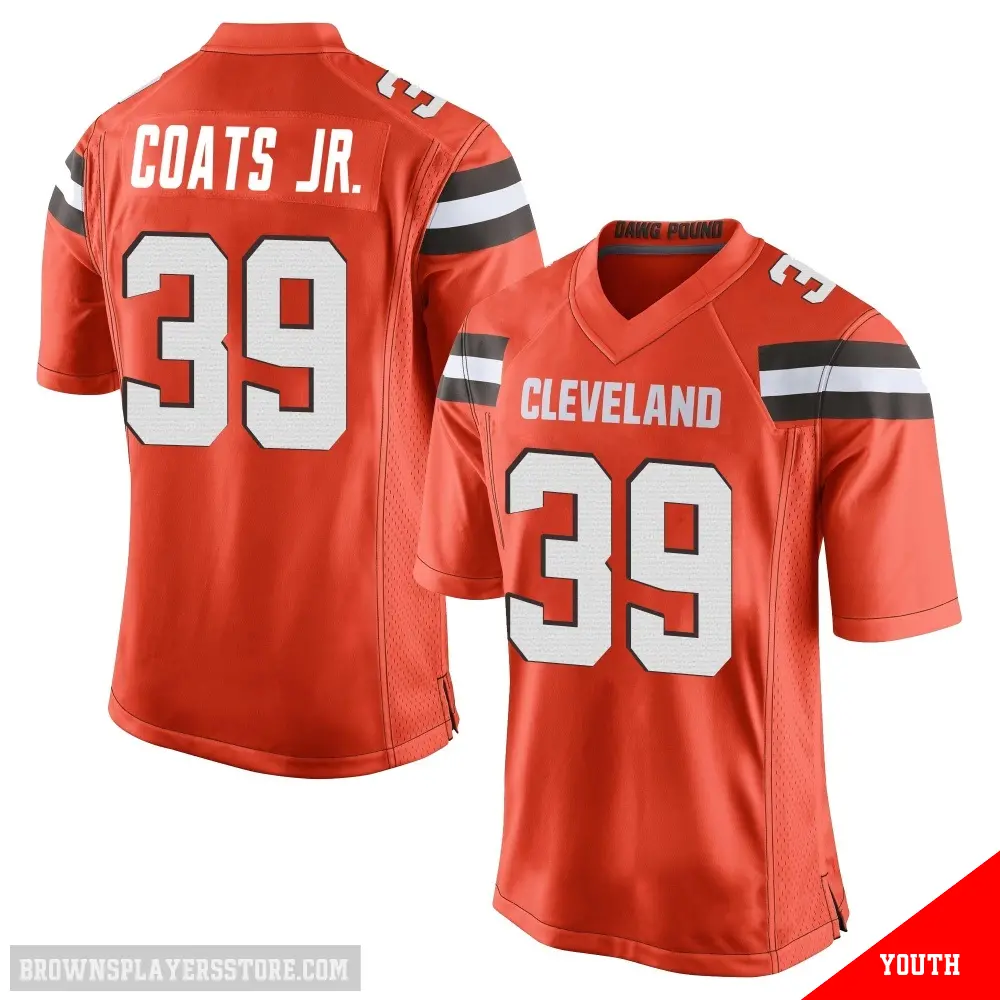 ＃39 Youth Michael Coats Jr. Orange Game Cleveland Browns Alternate Jersey