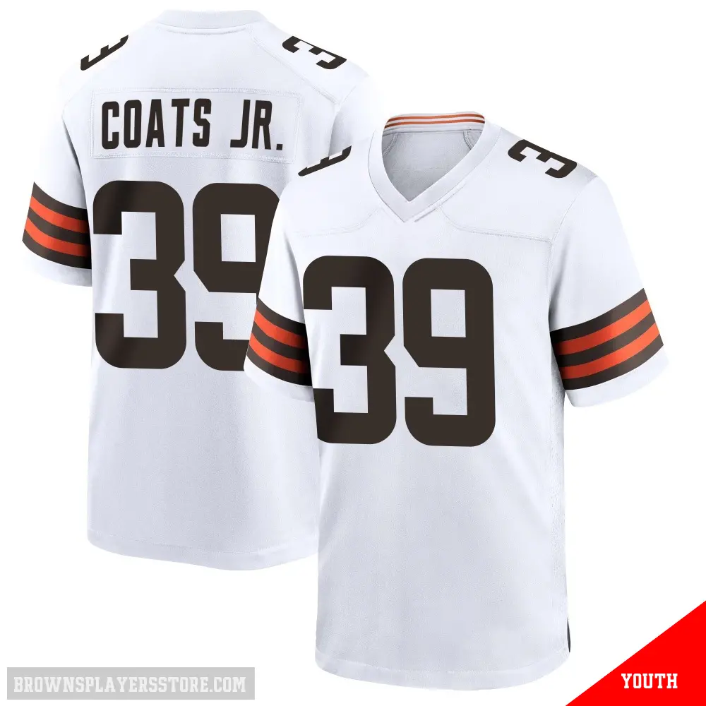 ＃39 Youth Michael Coats Jr. White Game Cleveland Browns Jersey
