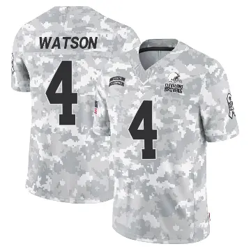 ＃4 Men's Deshaun Watson Arctic Camo Limited Cleveland Browns 2024 Salute to Service Jersey
