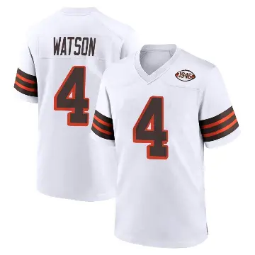 ＃4 Men's Deshaun Watson White Game Cleveland Browns 1946 Collection Alternate Jersey
