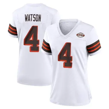 ＃4 Women's Deshaun Watson White Game Cleveland Browns 1946 Collection Alternate Jersey