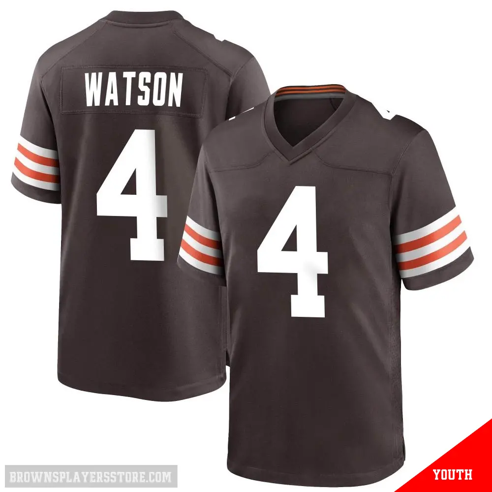 ＃4 Youth Deshaun Watson Brown Game Cleveland Browns Team Color Jersey