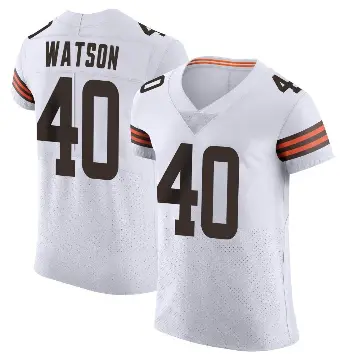 ＃40 Men's Nathaniel Watson White Elite Cleveland Browns Vapor Jersey