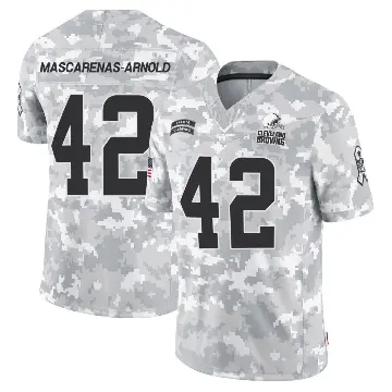 ＃42 Men's Easton Mascarenas-Arnold Arctic Camo Limited Cleveland Browns 2024 Salute to Service Jersey