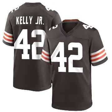 ＃42 Men's John Kelly Jr. Brown Game Cleveland Browns Team Color Jersey