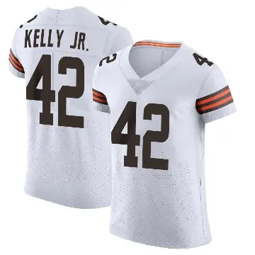 ＃42 Men's John Kelly Jr. White Elite Cleveland Browns Vapor Jersey
