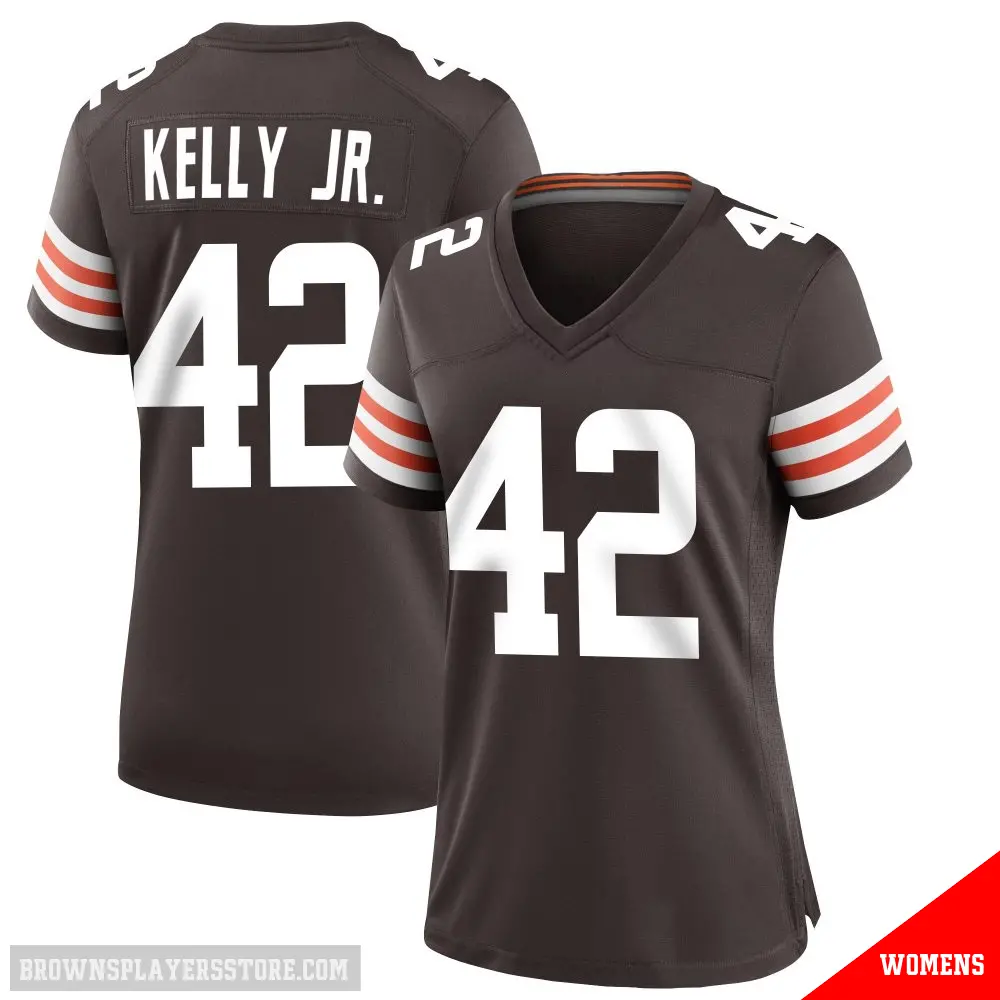 ＃42 Women's John Kelly Jr. Brown Game Cleveland Browns Team Color Jersey
