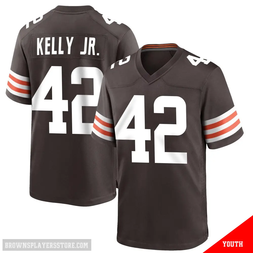 ＃42 Youth John Kelly Jr. Brown Game Cleveland Browns Team Color Jersey