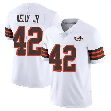 ＃42 Youth John Kelly Jr. White Limited Cleveland Browns Vapor 1946 Collection Alternate Jersey