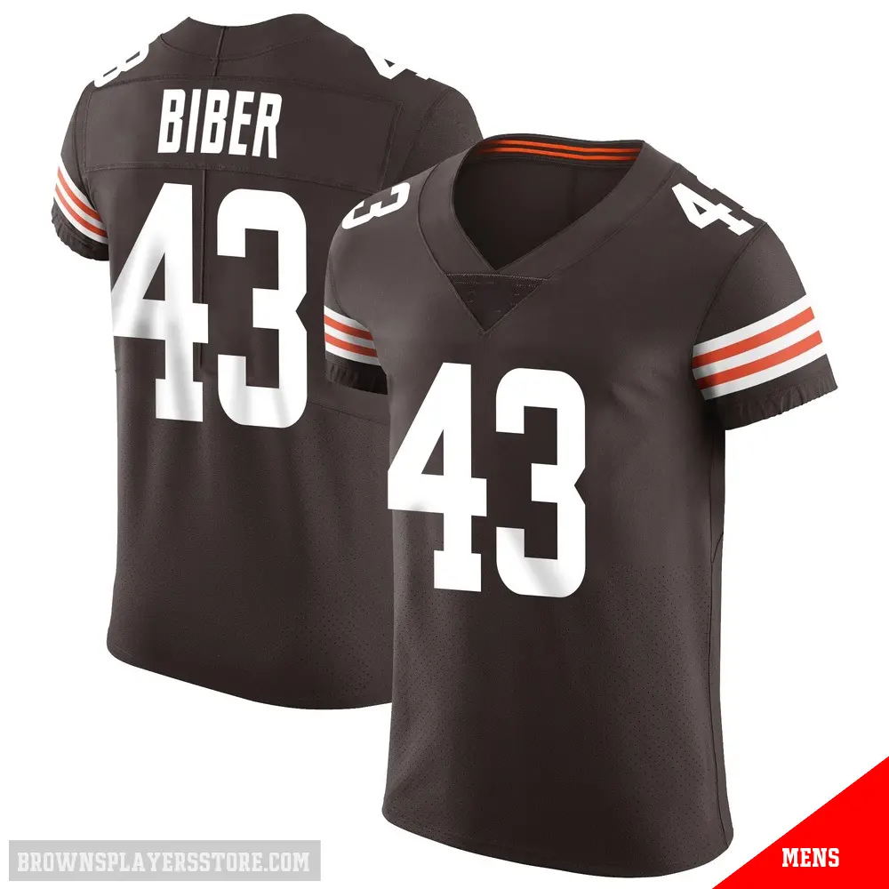 ＃43 Men's Drew Biber Brown Elite Cleveland Browns Vapor Jersey