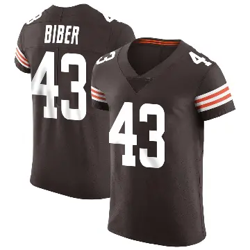 ＃43 Men's Drew Biber Brown Elite Cleveland Browns Vapor Jersey