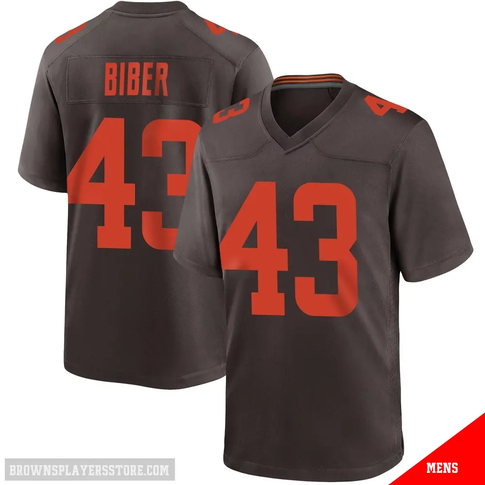 ＃43 Men's Drew Biber Brown Game Cleveland Browns Alternate Jersey