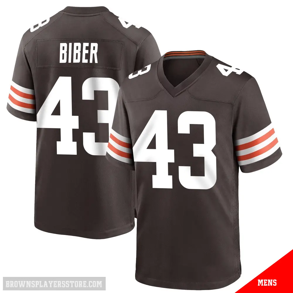 ＃43 Men's Drew Biber Brown Game Cleveland Browns Team Color Jersey