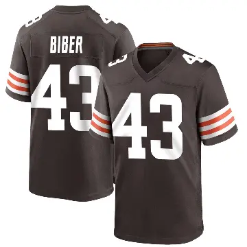 ＃43 Men's Drew Biber Brown Game Cleveland Browns Team Color Jersey
