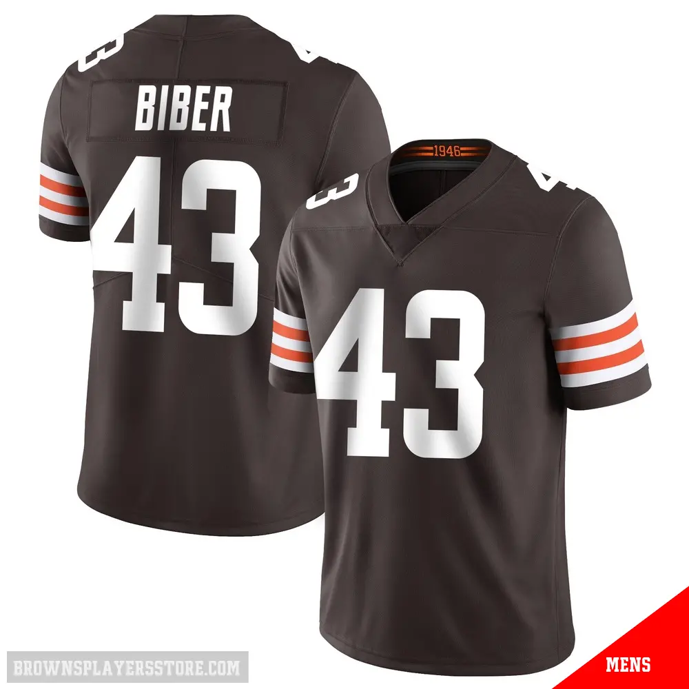 ＃43 Men's Drew Biber Brown Limited Cleveland Browns Team Color Vapor Untouchable Jersey