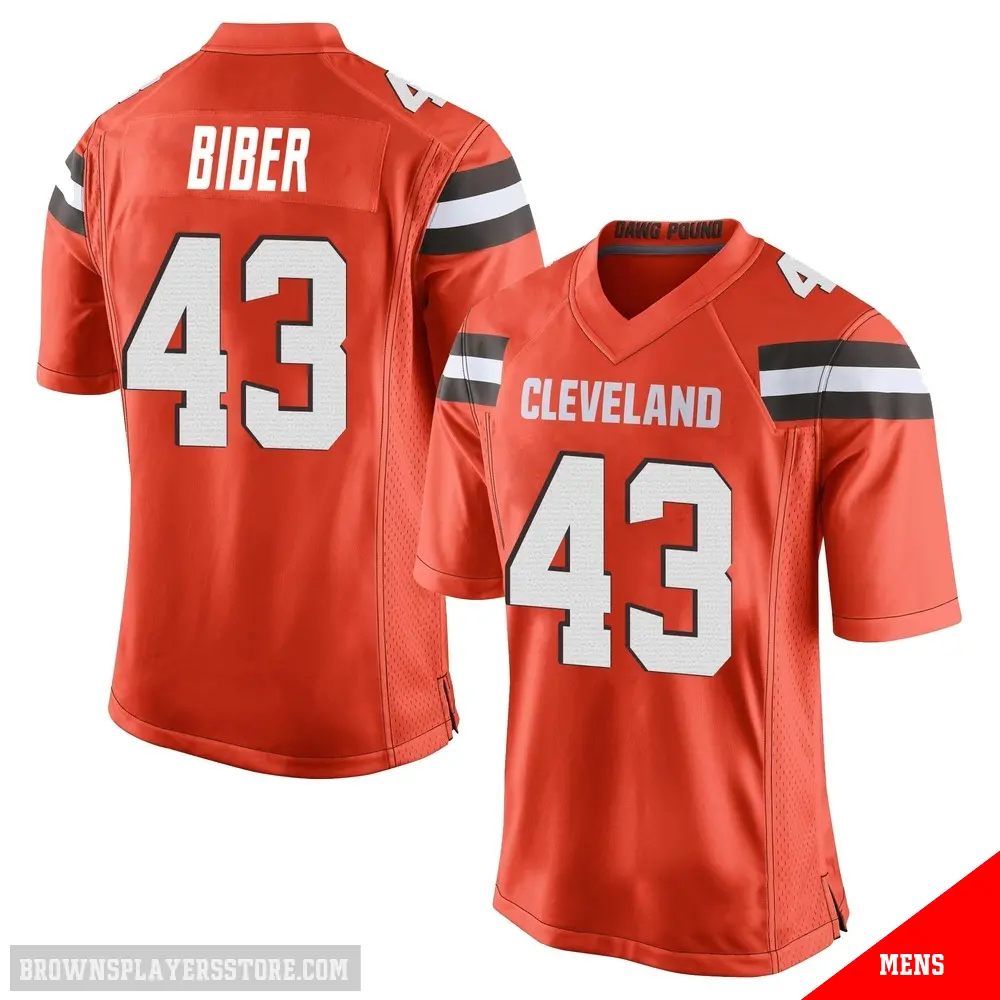 ＃43 Men's Drew Biber Orange Game Cleveland Browns Alternate Jersey