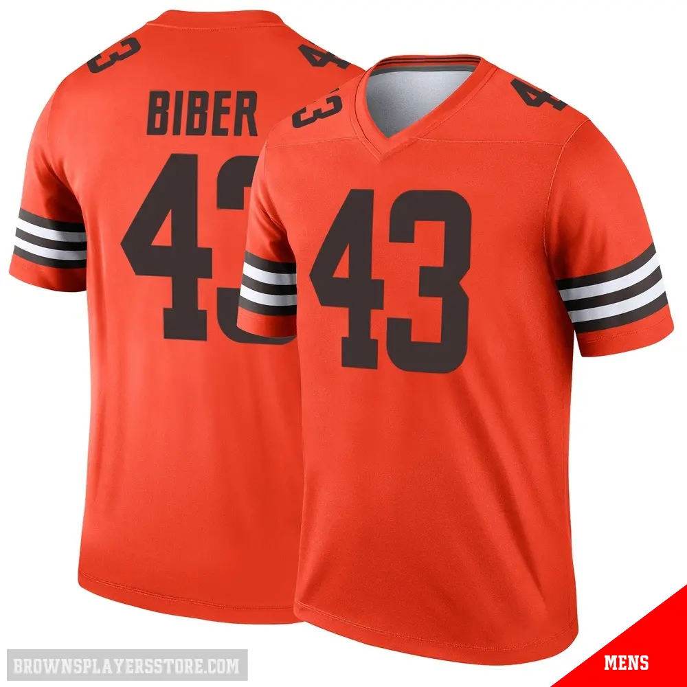 ＃43 Men's Drew Biber Orange Legend Cleveland Browns Inverted Jersey