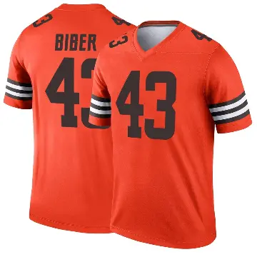 ＃43 Men's Drew Biber Orange Legend Cleveland Browns Inverted Jersey